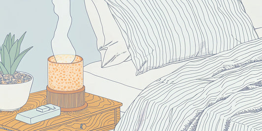 CBD and CBN oil droppers on a nightstand for finding the right sleep dosage.