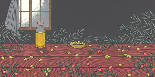 Bottle of the best organic CBG infused olive oil with a bowl of olives.