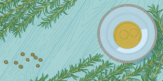 THC olive oil with rosemary and peppercorns in a bowl, ready for making homemade recipes.